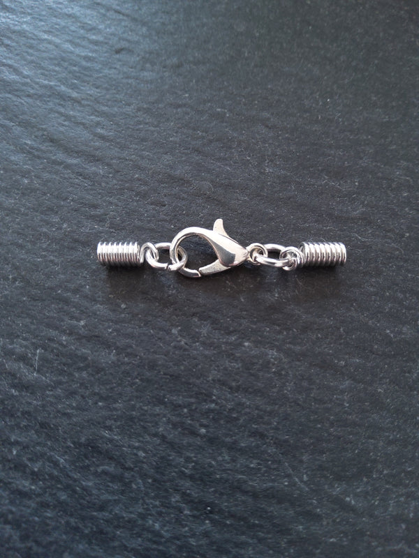 6 or 30 Bright Silver Plated COIL Crimp End Sets for 1mm to 1.5mm Cord (1.8mm coil ends)