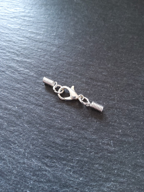 6 or 30 Bright Silver Plated COIL Crimp End Sets for 1mm to 1.5mm Cord (1.8mm coil ends)