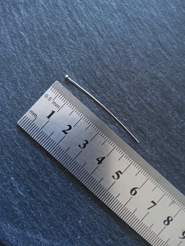 500 Silver Plated Ball Head Pins 45mm Long 0.5mm Wide (25 gauge)