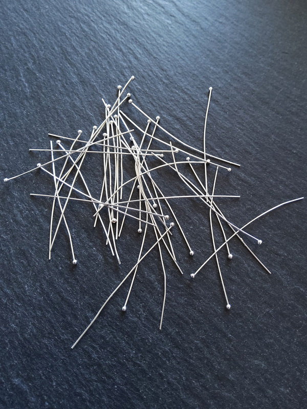 500 Silver Plated Ball Head Pins 45mm Long 0.5mm Wide (25 gauge)