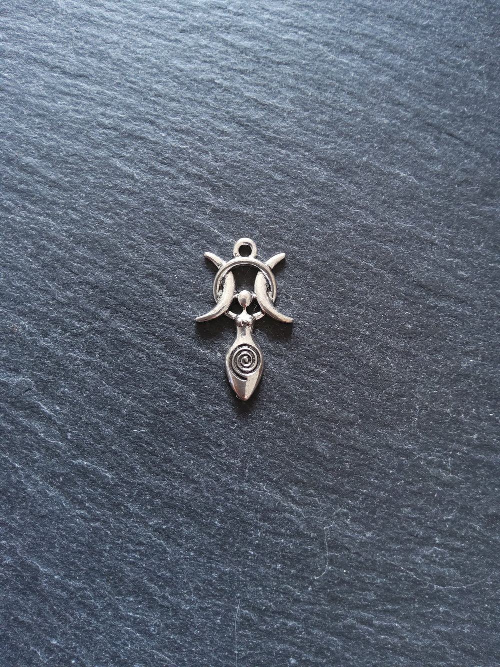 6 or 30 Triple Moon Spiral Goddess Charms Silver Tone Alloy 27x17mm