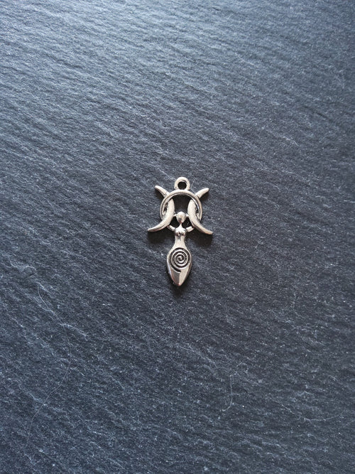6 or 30 Triple Moon Spiral Goddess Charms Silver Tone Alloy 27x17mm
