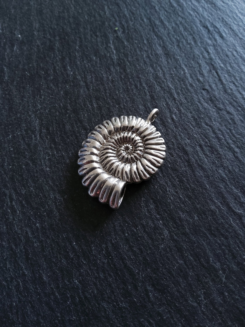 1 or 5 Sterling Silver Plated Ammonite Fossil Shell Pendants Silver Plated 37x27x7mm Lead & Nickel FREE