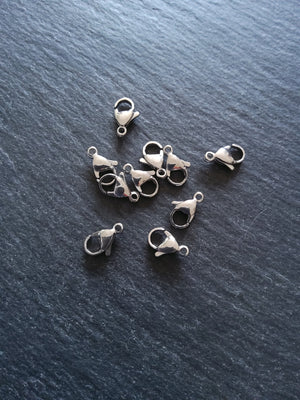 10 or 50 Stainless Steel Lobster Clasps 10mm 11mm 12mm or 13mm