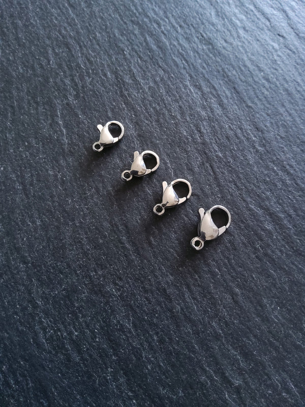 10 or 50 Stainless Steel Lobster Clasps 10mm 11mm 12mm or 13mm