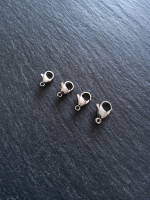 10 or 50 Stainless Steel Lobster Clasps 10mm 11mm 12mm or 13mm