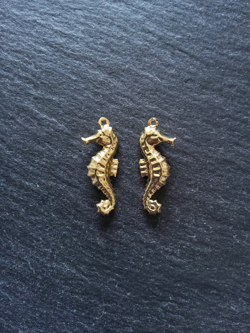 4 or 20 Seahorse Charms Gold Stainless Steel 26x10x4mm