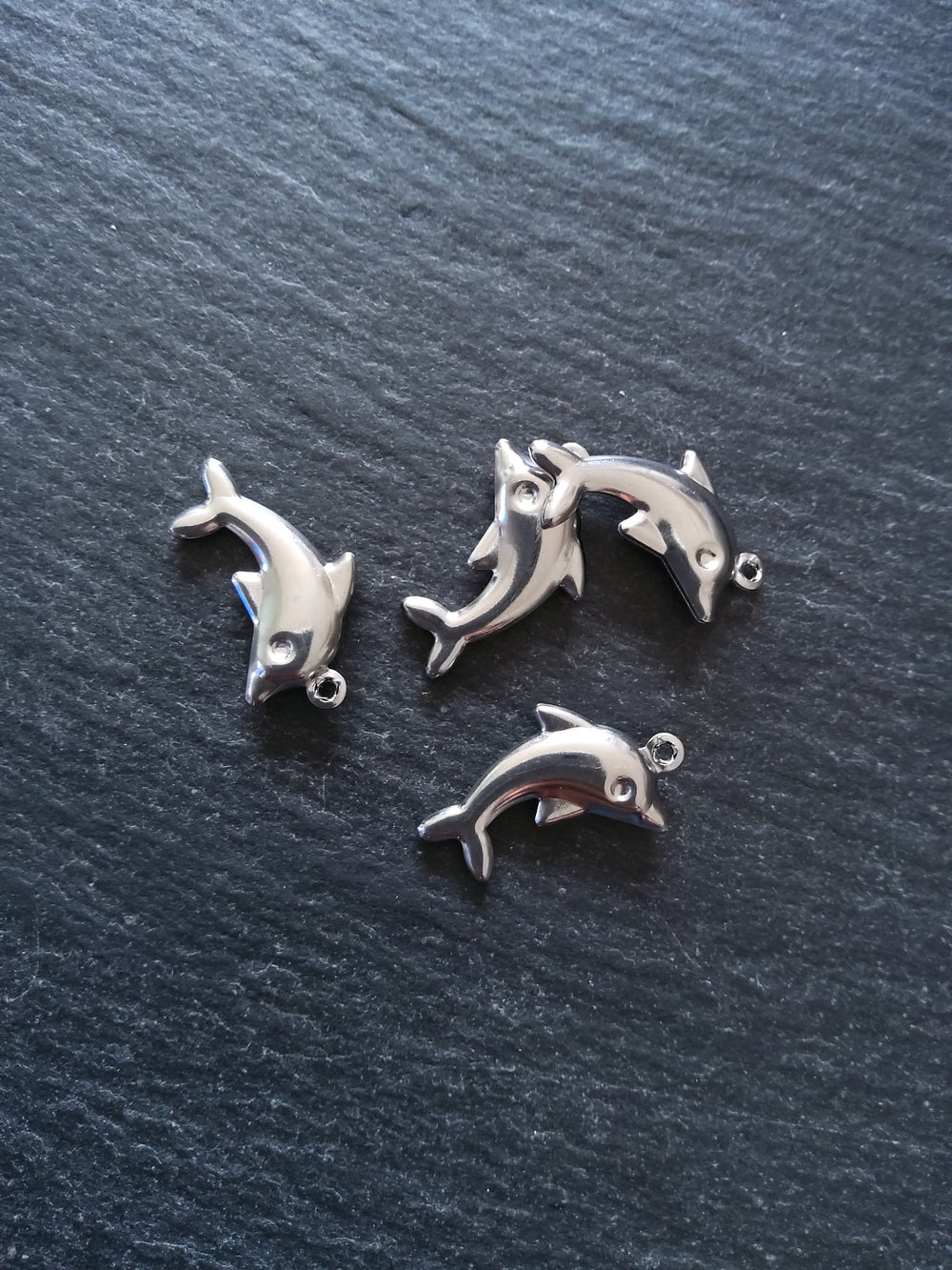10 or 50 Dolphin Charms Stainless Steel 22x14x3mm