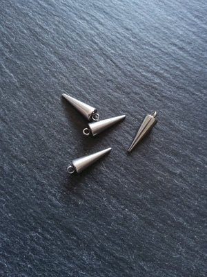 5 or 25 Cone Spike Charms Stainless Steel Solid Smooth 18x5mm - ContentedCatz