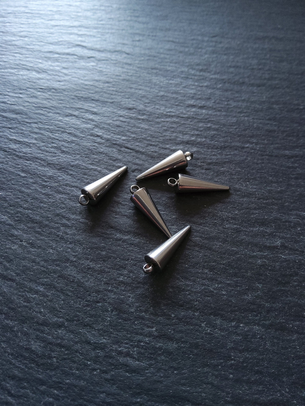 5 or 25 Cone Spike Charms Stainless Steel Solid Smooth 18x5mm - ContentedCatz