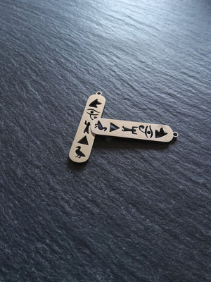 1 or 5 Stainless Steel Egyptian Hieroglyphs Cartouche Charms 33.5x7.5x1.5mm