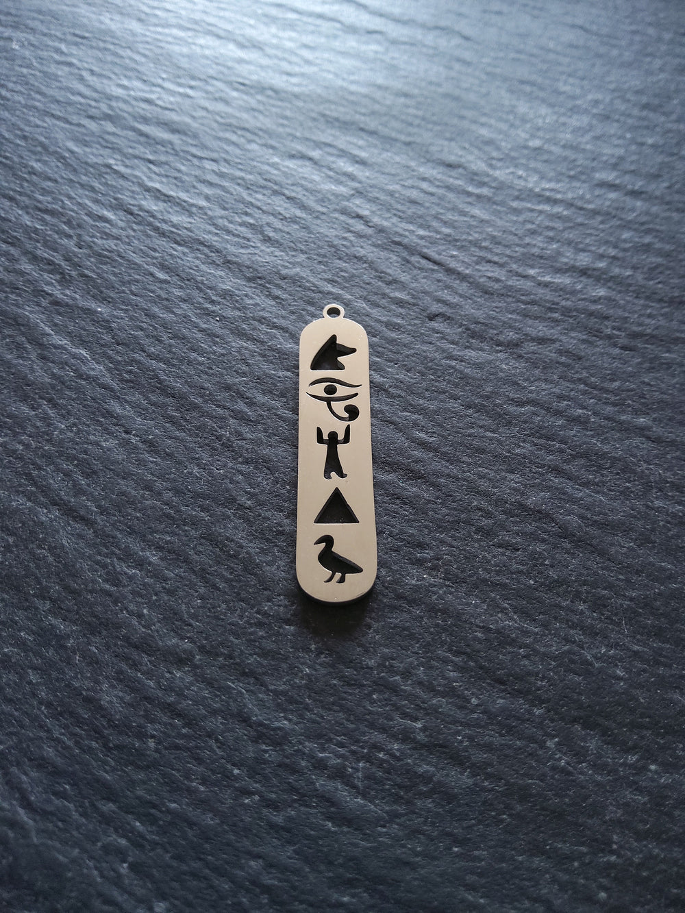 1 or 5 Stainless Steel Egyptian Hieroglyphs Cartouche Charms 33.5x7.5x1.5mm