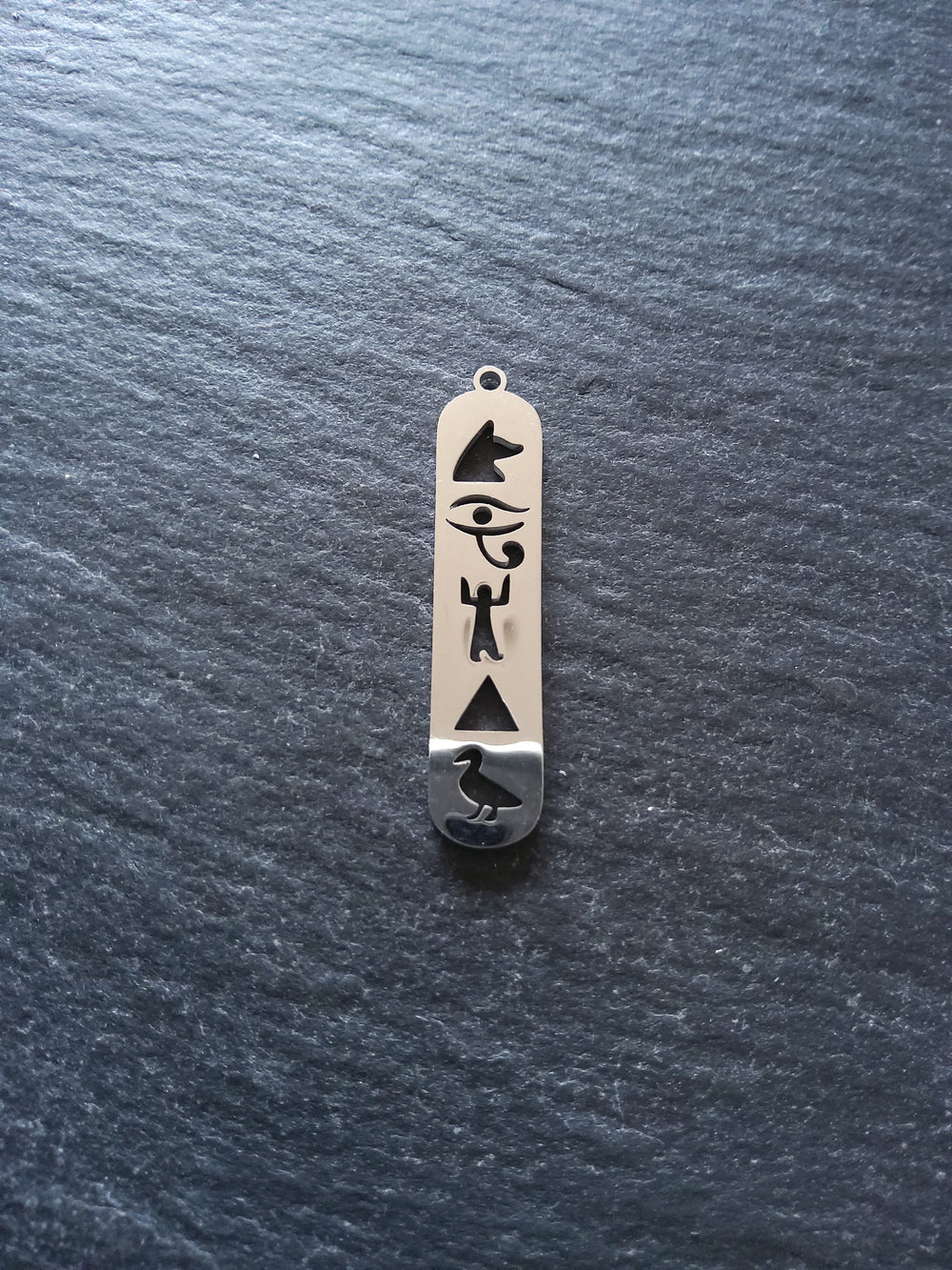 1 or 5 Stainless Steel Egyptian Hieroglyphs Cartouche Charms 33.5x7.5x1.5mm