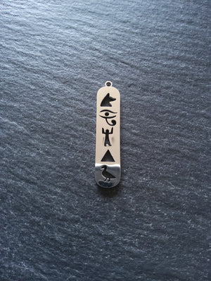 1 or 5 Stainless Steel Egyptian Hieroglyphs Cartouche Charms 33.5x7.5x1.5mm
