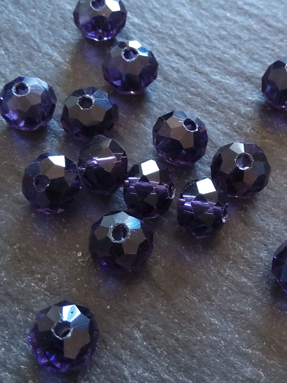 50 Clear Purple Faceted 8mm Glass Beads 8x6mm
