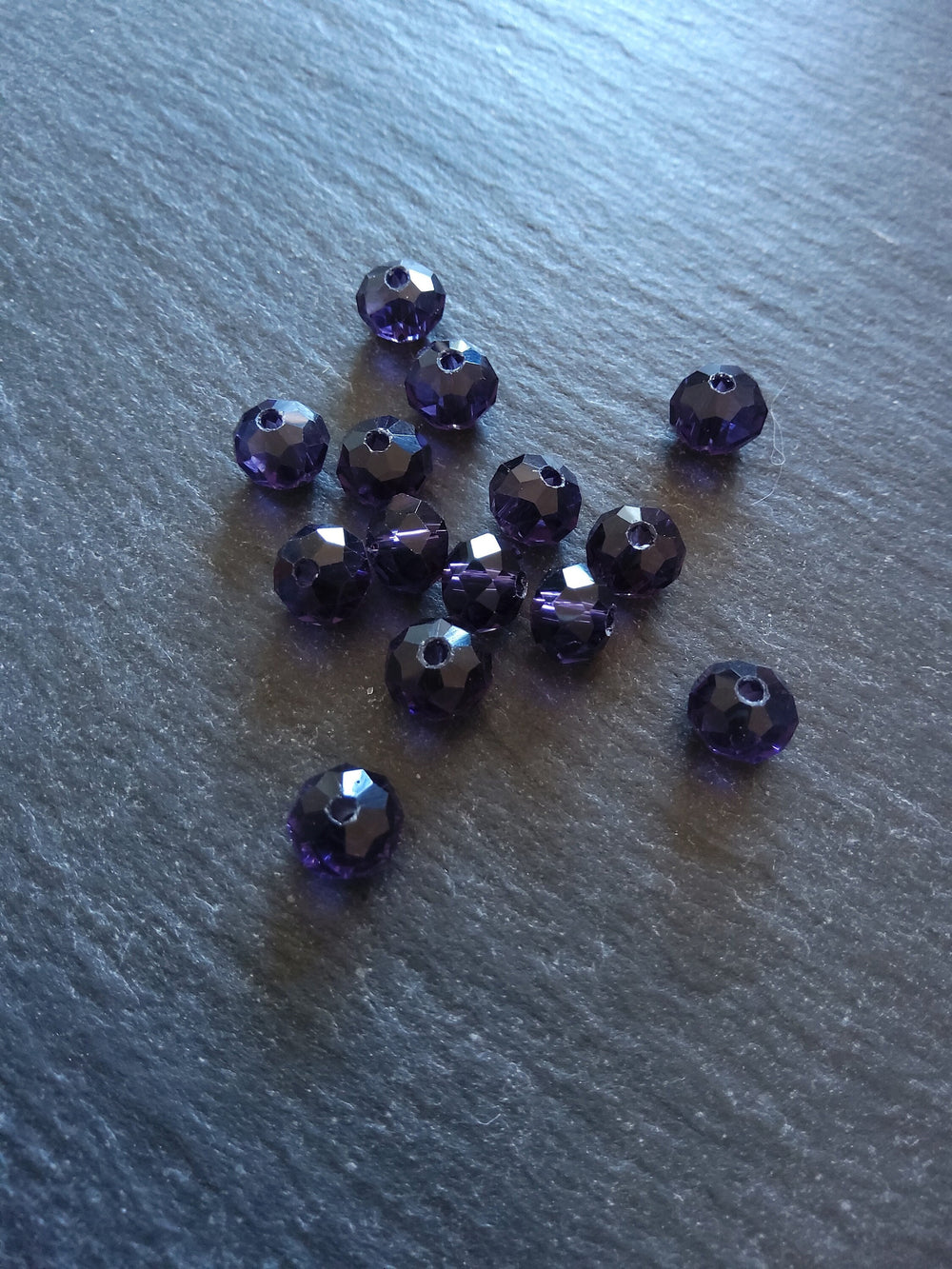50 Clear Purple Faceted 8mm Glass Beads 8x6mm