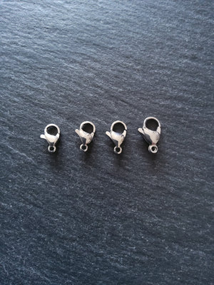 10 or 50 Stainless Steel Lobster Clasps 10mm 11mm 12mm or 13mm