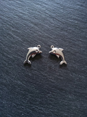 10 or 50 Dolphin Charms Stainless Steel 22x14x3mm