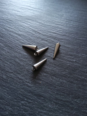 5 or 25 Cone Spike Charms Stainless Steel Solid Smooth 18x5mm - ContentedCatz