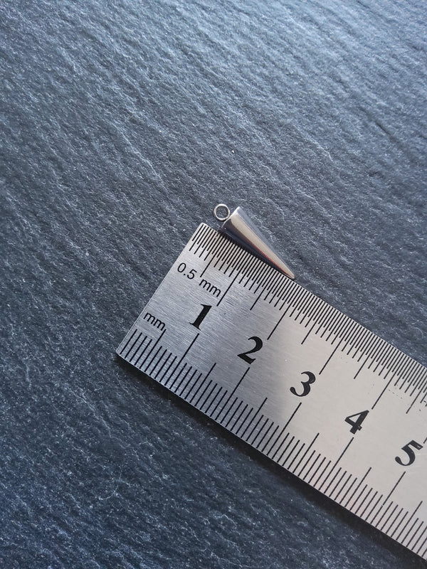 5 or 25 Cone Spike Charms Stainless Steel Solid Smooth 18x5mm - ContentedCatz