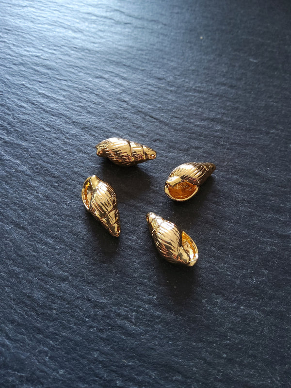1 or 5 Sea Snail Shell Charms Real 18K Gold Plated Brass 16x9x7mm. Nickel FREE - ContentedCatz