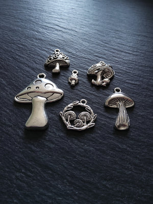 The Mushroom Collection Charms Antique Silver Tone Alloy Pack of 6