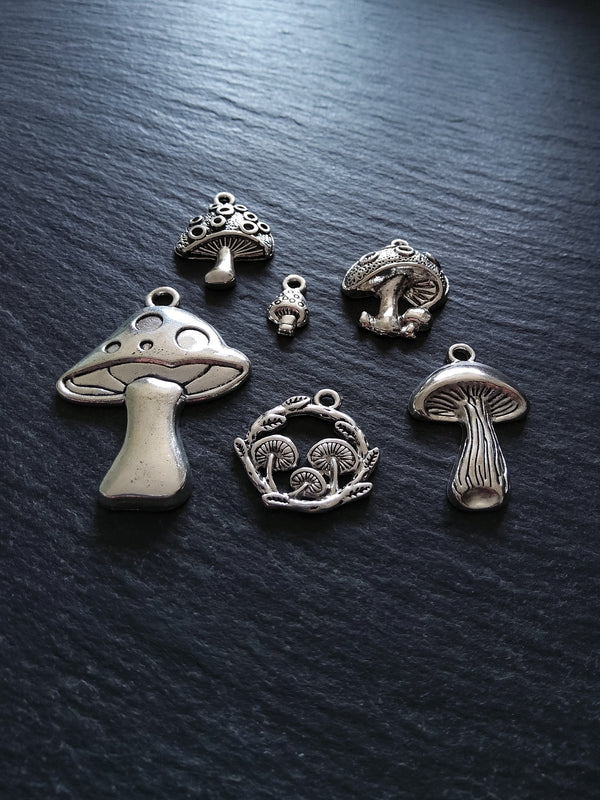 The Mushroom Collection Charms Antique Silver Tone Alloy Pack of 6