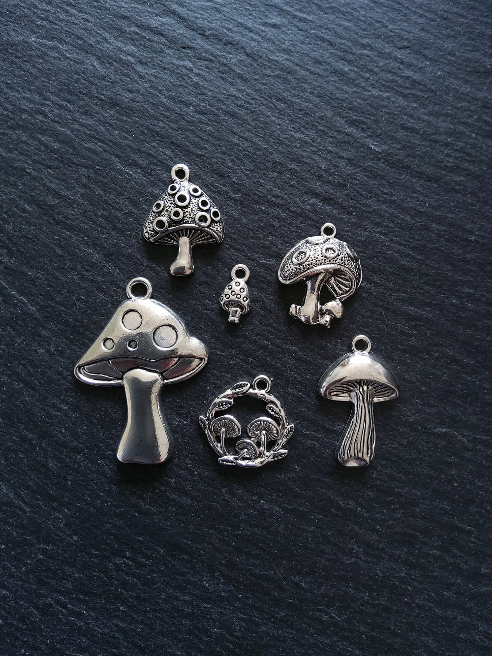 The Mushroom Collection Charms Antique Silver Tone Alloy Pack of 6