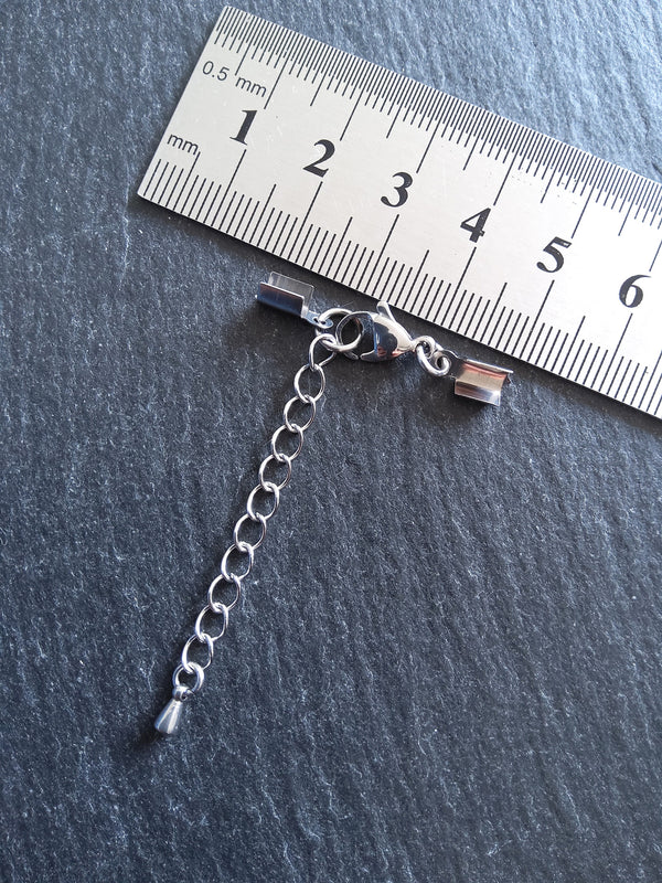 Stainless Steel Folding Crimp End sets for 3mm to 3.5mm Flat Cord Necklaces
