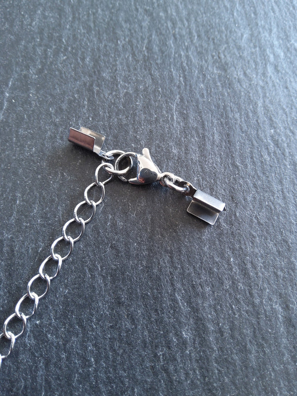 Stainless Steel Folding Crimp End sets for 3mm to 3.5mm Flat Cord Necklaces
