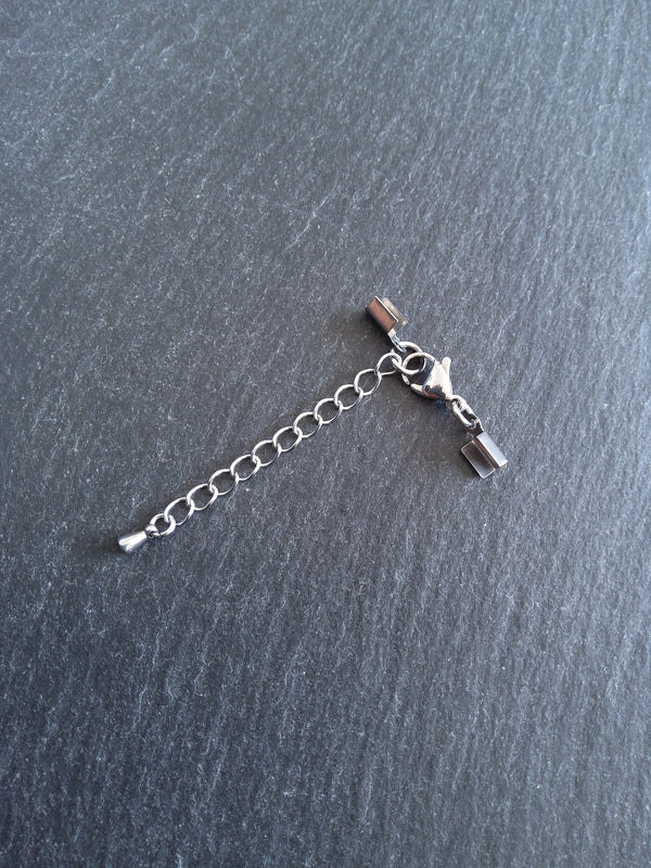 Stainless Steel Folding Crimp End sets for 3mm to 3.5mm Flat Cord Necklaces