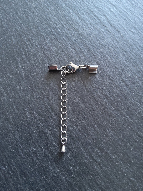 Stainless Steel Folding Crimp End sets for 3mm to 3.5mm Flat Cord Necklaces