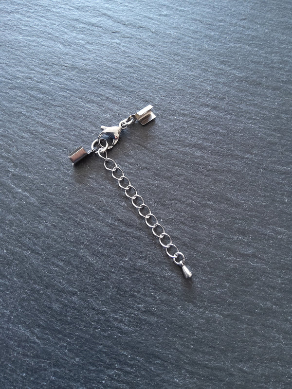 Stainless Steel Folding Crimp End sets for 3mm to 3.5mm Flat Cord Necklaces