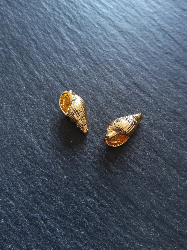 1 or 5 Sea Snail Shell Charms Real 18K Gold Plated Brass 16x9x7mm. Nickel FREE - ContentedCatz