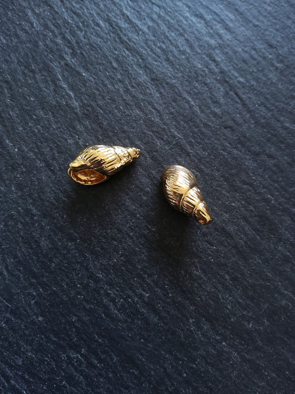 1 or 5 Sea Snail Shell Charms Real 18K Gold Plated Brass 16x9x7mm. Nickel FREE - ContentedCatz