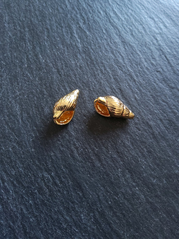 1 or 5 Sea Snail Shell Charms Real 18K Gold Plated Brass 16x9x7mm. Nickel FREE - ContentedCatz