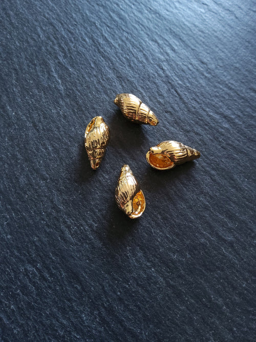 1 or 5 Sea Snail Shell Charms Real 18K Gold Plated Brass 16x9x7mm. Nickel FREE - ContentedCatz
