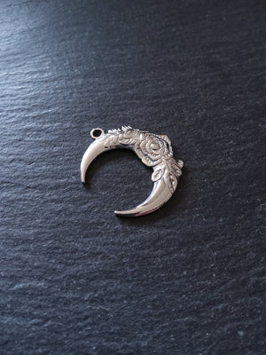 1 or 5 Stainless Steel Crescent Moon & Flower Pendants 30x26x3mm