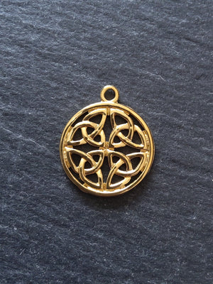 1 or 5 Real 18K Gold Plated Dara Celtic Knot Round Stainless Steel Charms 24x20mm