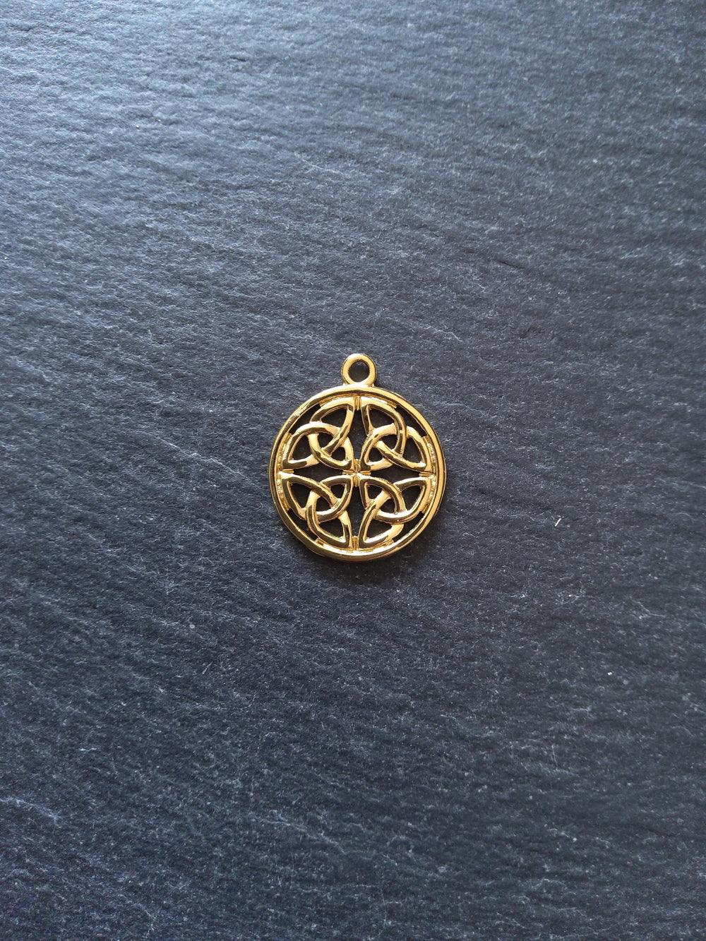 1 or 5 Real 18K Gold Plated Dara Celtic Knot Round Stainless Steel Charms 24x20mm