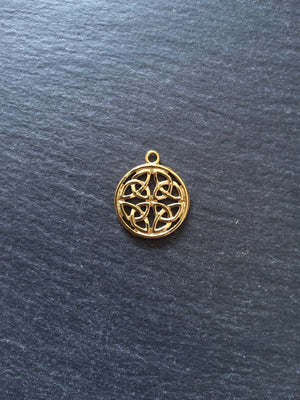 1 or 5 Real 18K Gold Plated Dara Celtic Knot Round Stainless Steel Charms 24x20mm