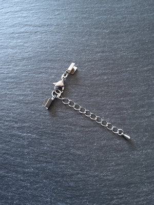 Stainless Steel Folding Crimp End sets for 3mm to 3.5mm Flat Cord Necklaces