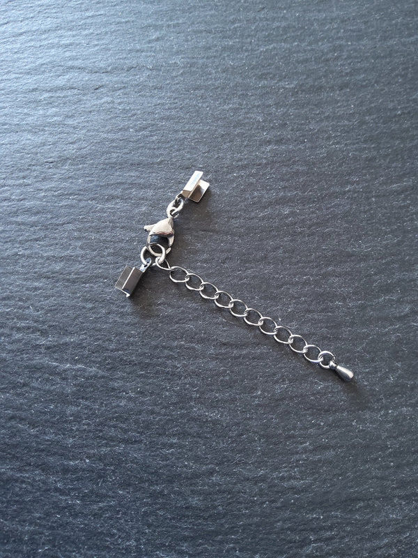Stainless Steel Folding Crimp End sets for 3mm to 3.5mm Flat Cord Necklaces