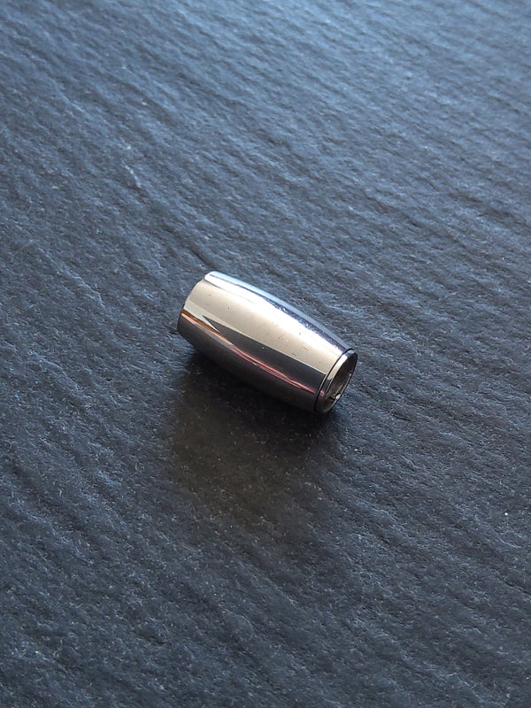 1 or 5 Bright Stainless Steel 14x8mm Magnetic Barrel Clasp Set for 4.5mm Cord (5mm Holes) - ContentedCatz