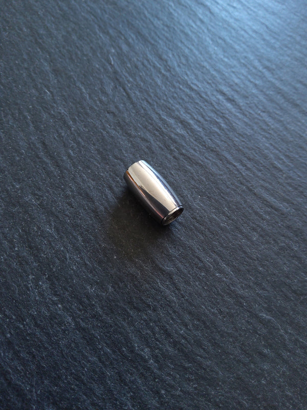 1 or 5 Bright Stainless Steel 14x8mm Magnetic Barrel Clasp Set for 4.5mm Cord (5mm Holes) - ContentedCatz