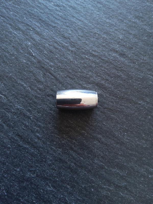 1 or 5 Bright Stainless Steel 14x8mm Magnetic Barrel Clasp Set for 4.5mm Cord (5mm Holes) - ContentedCatz