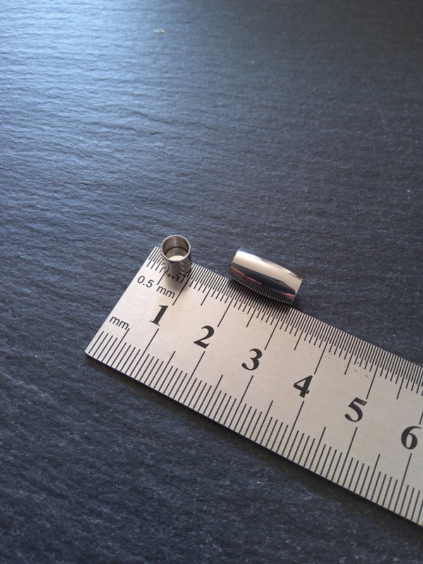 1 or 5 Bright Stainless Steel 14x8mm Magnetic Barrel Clasp Set for 4.5mm Cord (5mm Holes) - ContentedCatz