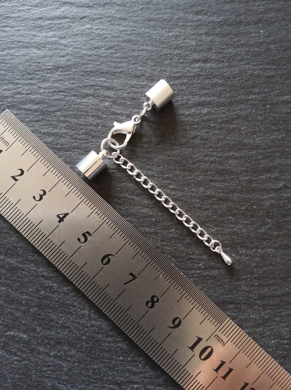 Bright Silver End Cap Sets for 6mm Cord Necklaces & Bracelets (6.5mm end caps)