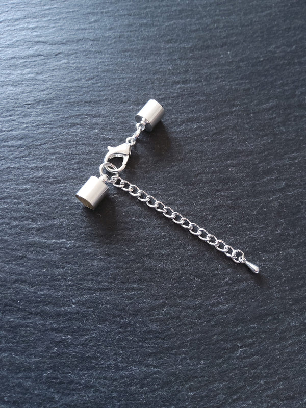 Bright Silver End Cap Sets for 6mm Cord Necklaces & Bracelets (6.5mm end caps)