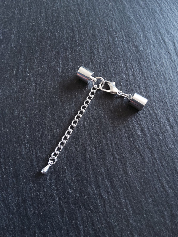 Bright Silver End Cap Sets for 6mm Cord Necklaces & Bracelets (6.5mm end caps)